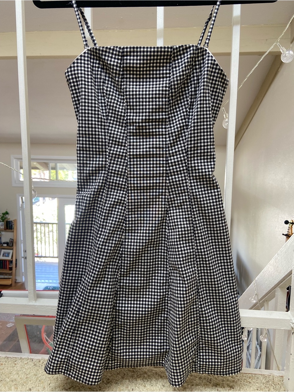 Abercrombie & Fitch Black and White Gingham Square-Neck Mini Dress - Picture 7 of 10